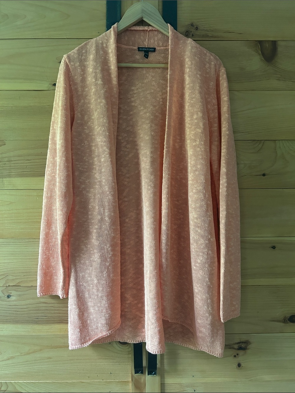 Eileen Fisher Lightweight Open-Front Cardigan in Peach